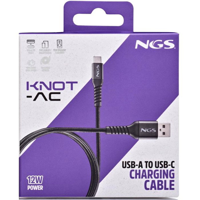 NGS Cable USB-A a USB-C KNOT-AC 1 m Negro